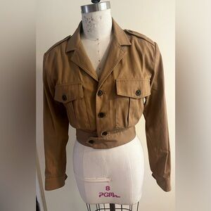 Frame Denim Tan Cropped Military Jacket